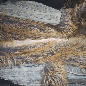 Denim Jacket with Faux Fur Trim